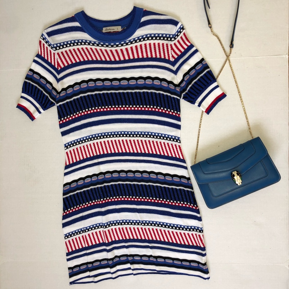Sieshy Trendy Geometric Print Wool Dress L